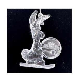 Energizer Bunny On Ski Christmas Ornament Acrylic Clear Vintage 1992 Advertising